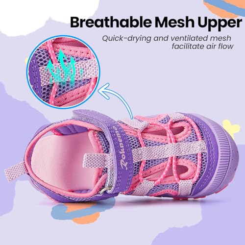 Image of Boys & Girls Sandals Lightweight Closed-Toe Kids Water Shoes for Summer - Athletic Sport Outdoor Beach Sandals for Unisex Child (Toddler /Little Kid) - Blue 4 Toddler