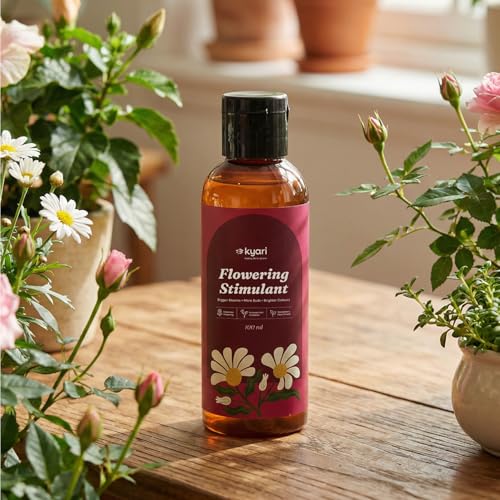 Image of Kyari Flowering Stimulant & Bloom Booster 100 ml - Organic Liquid Fertilizer for Flowering Plants - Bloom Booster for Hibiscus, Rose, Mogra, Bougainvillea - 100% Natural for Plant Parents