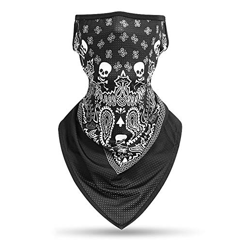 DETUCK フェイスカバー ネックカバー アイスシルク 網状生地 冷感 夏用 軽量 コンパクトuvカット 日焼けを防ぐ 風を防ぐ 防塵 汗を吸い取る 速乾 男女兼用 (黒いカシューナッツ花-1個)