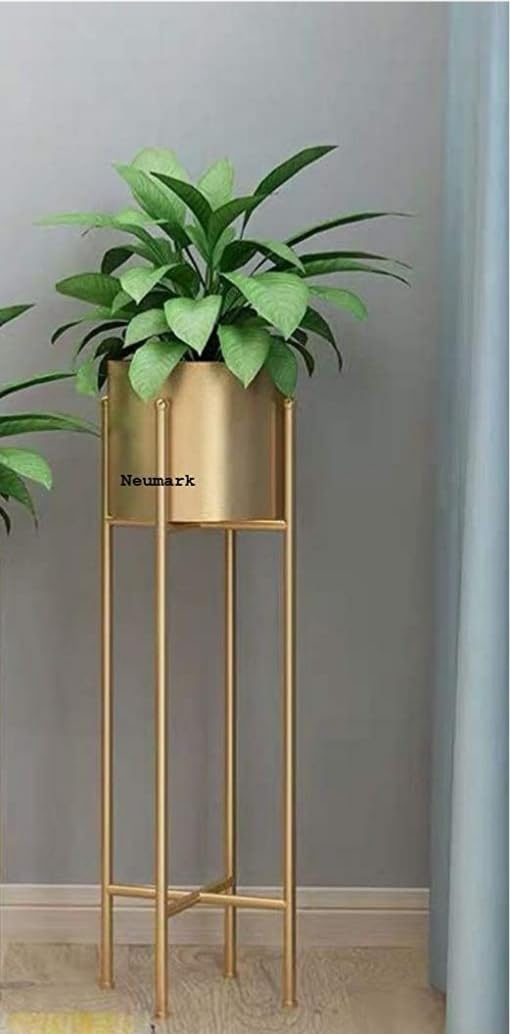 Neumark Iron Indoor Out Door Garden Flower Planter Pot Stand with Planter (Golden) (Gold, Standard), 1 Piece (B084PBNJNM) Amazon Price History, Amazon Price Tracker