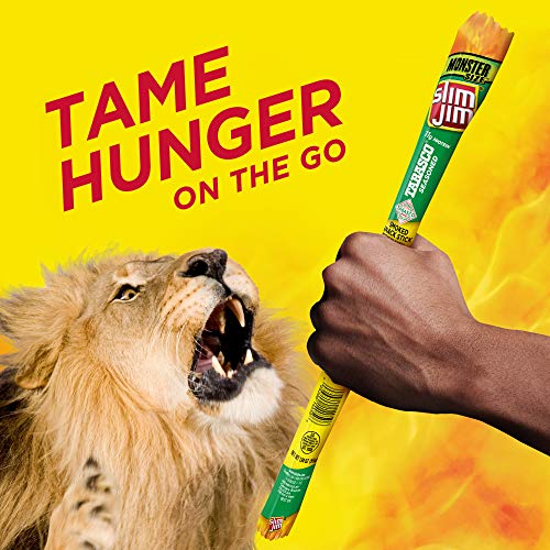 Slim Jim Monster Smoked Meat Sticks, Tabasco, Packed with Protein, 1.94 Oz. Sticks, 18 Count