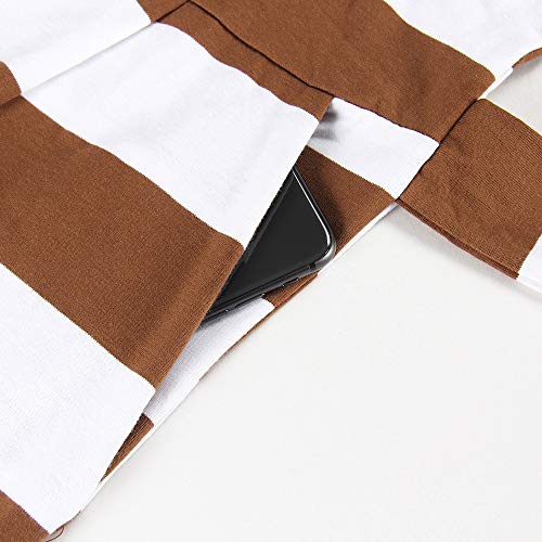Image of PALINDA Women's Striped Elegant Short Sleeve Wear to Work Casual Pencil Dress with Belt