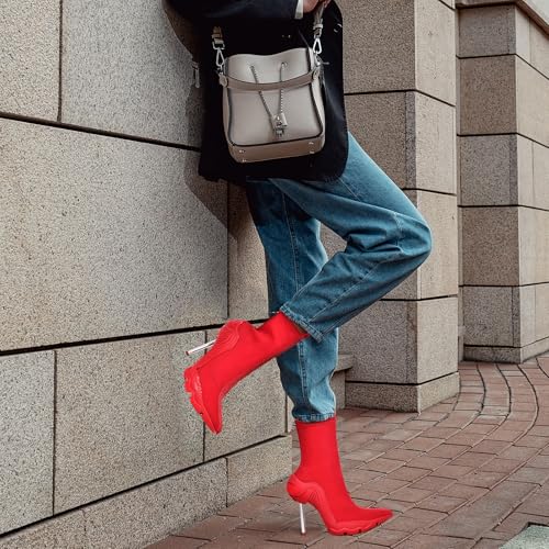 Womens High Heel Ankle Boots Pointed Toe Stiletto Boot Heels Zipper Comfortable Dress Shoes with Zipper for Wedding Evening Party Club3