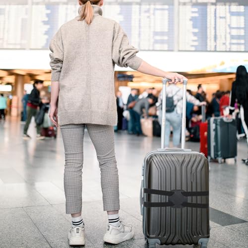 Image of Oruola 2pcs Luggage Strap for Carry on Bag, Add A Bag Luggage Strap, High Elastic Adjustable Luggages Belt for Suitcases Add a Bags,Travel Belt for Luggages Baggage Handbag Black