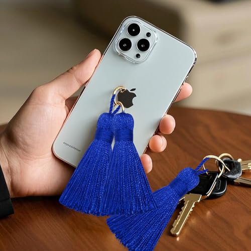 Image of 20Pcs 4.3 Inch Mini Craft Tassels for Earrings, DIY Crafts(Navy Blue) | Handmade soft terylene, 2-inch cord loop, small Chinese knot-for earrings, bookmarks, tags, souvenirs and DIY crafts.