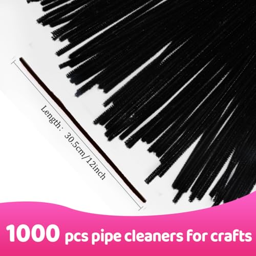 Image of Praisebank Black Pipe Cleaners for Crafts, 1000pcs, Chenille Stems for DIY Projecets, Arts & Crafts Supplies for Festival Party Decorations
