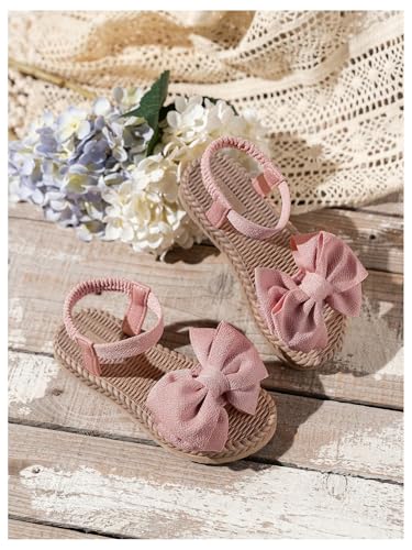 GORGLITTER Girl's Sandals Dress Bow Open Toe Ankle Strap Straw Flats Summer Cute Beach Vacation Slide Shoes3