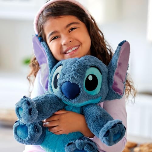 disney store official stitch medium soft toy for kids cuddly character with fuzzy texture and embroidered details flexible floppy ears disney plushy suitable for all ages