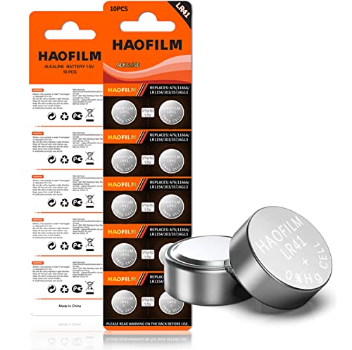 Haofilm Lr41 Ag3 392 384 192 Advanced Alkaline Battery, 1.5V Round Coin Cell Battery (Pack Of 10) #TOP4