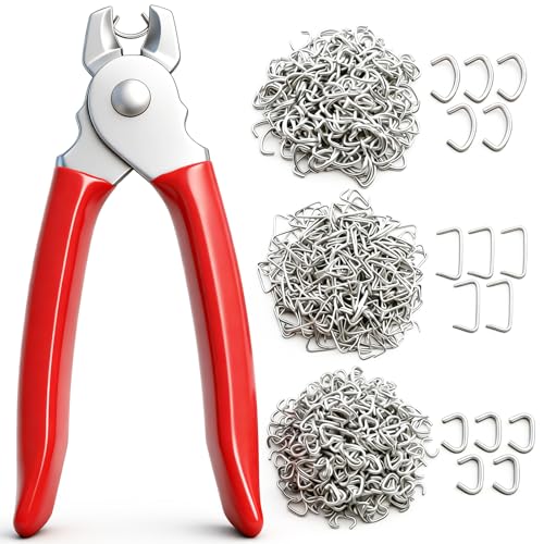 Ruibapa 285 pcs Hog Rings with Straight Hog Ring Pliers...