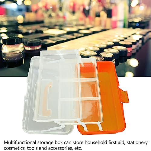 Image of 3 Layer Folding Storage Box, Portable Multipurpose Handled PP and PS Tool Box Sundries Organizer Organizer Folding Tool Box for Arts, Crafts, Cosmetic, Sewing(Orange)