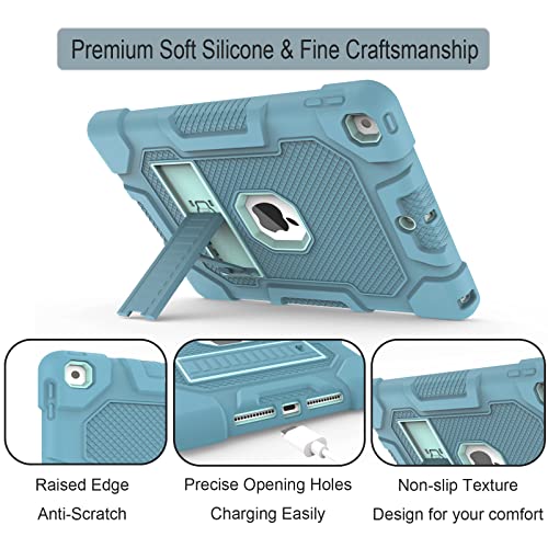 Image of TIMISM iPad 9th /8th /7th Generation 10.2 Inch Case, Blue+Green | Kickstand, Heavy Duty Shockproof, Hard Hybrid Three Layer Protective Cover