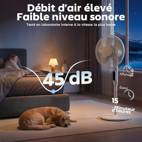 Ventilateur sur pied connecté APP et télécommande hauteur réglable blanc - 7