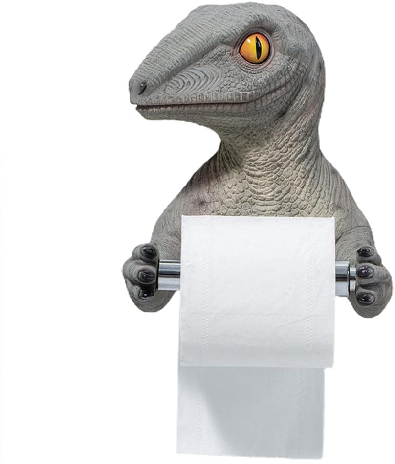 3D Dinosaur Roll Paper Holder - Wall-Mounted Toilet Paper Rack Lifelike Dinosaur Design Roll Paper Holder for Toilet Bathroom