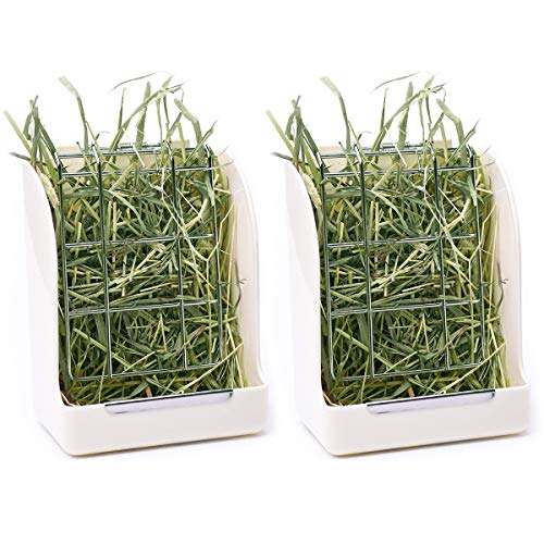 CalPalmy 2-Pack Hay Feeder for Rabbits Guinea Pigs and Chinchillas - Minimize Waste and Mess with 5 1/2 x 3 1/2 x 7 3/8 Hanging Alfalfa and Timothy Hay Dispenser