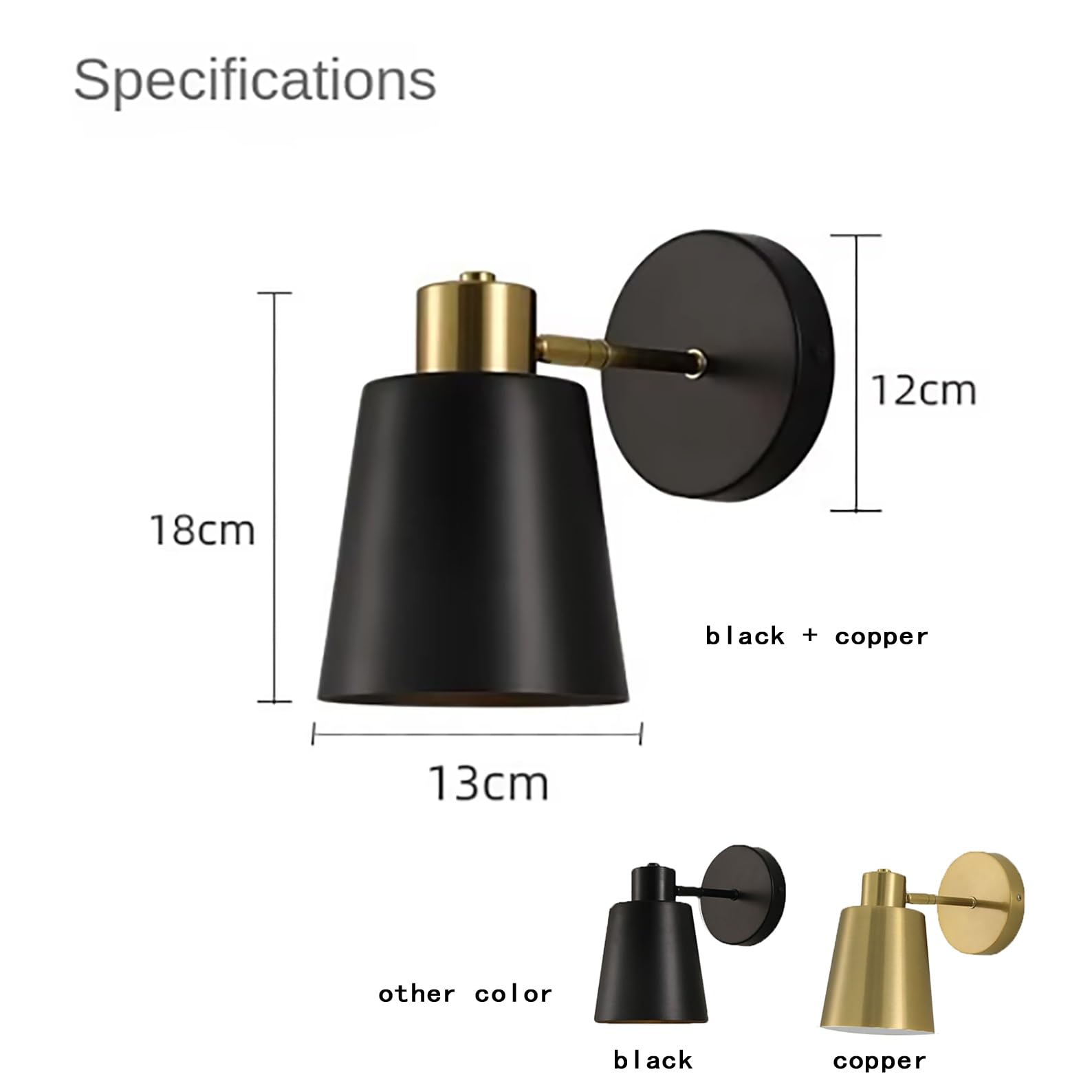 Zestaw 2 Ściemnialnych Kinkietów Ściennych, Lampka Nocna Do Sypialni, Obrotowy Stolik Jadalni, Oświetlenie Czytania(Copper 2 pces,Tir-dim)