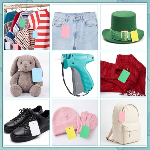 Image of Honoson 2006 Pcs Clothing Price Tags with Gun Set Including Garment Price Tag Attacher with 5 Steel Needles 500 Clothing Label 1500 Plastic Fasteners Barbs(Colorful)