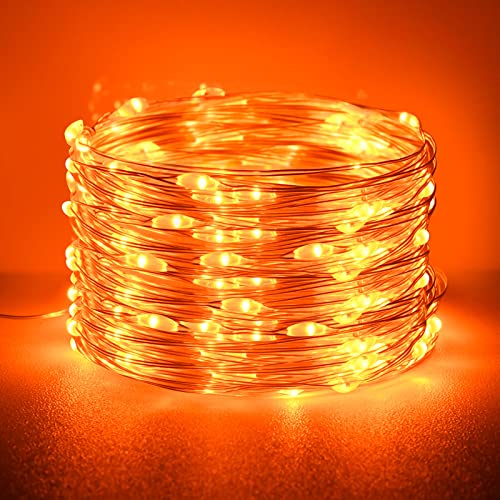 cshare Lumières d'Halloween, Guirlandes lumineuses d'automne orange, 16.4ft/5m 50LEDs Mini Guirlande Lumineuse LED a Pile Extérieur et Intérieur Décoration...