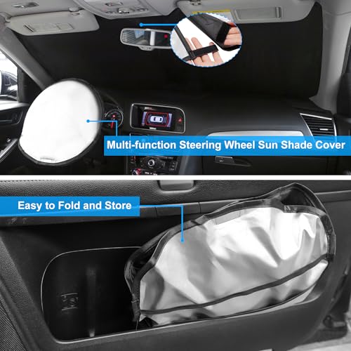 Image of Windshield Sun Shade Window Sun Visor Protector Custom Fit 2013-2021 Ford Fusion Accessories Foldable Sunshade Sun Blocker Keeps Car Cool