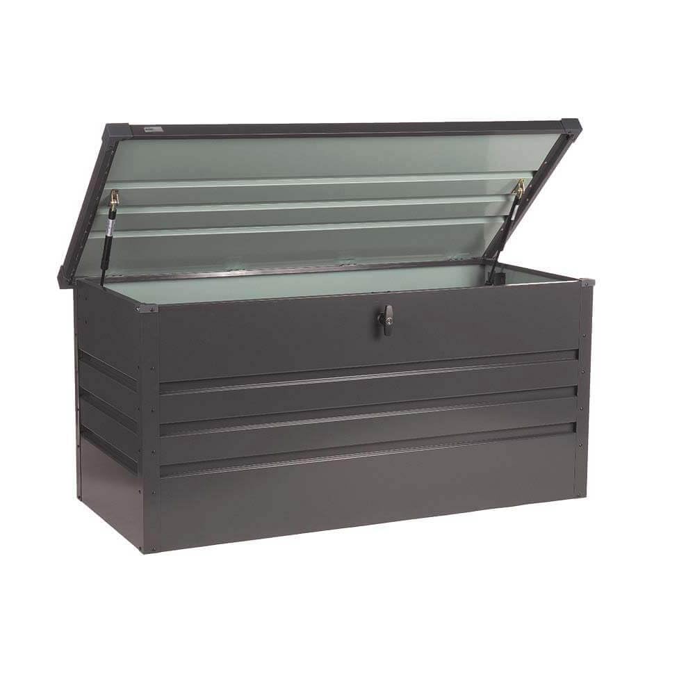 HOME DELUXE - Contenitore in metallo - MEGABOX XL, antracite - capacità 400 L, dimensioni: 126 x 56 x 62 cm, lamiera d'acciaio zincata, impermeabile