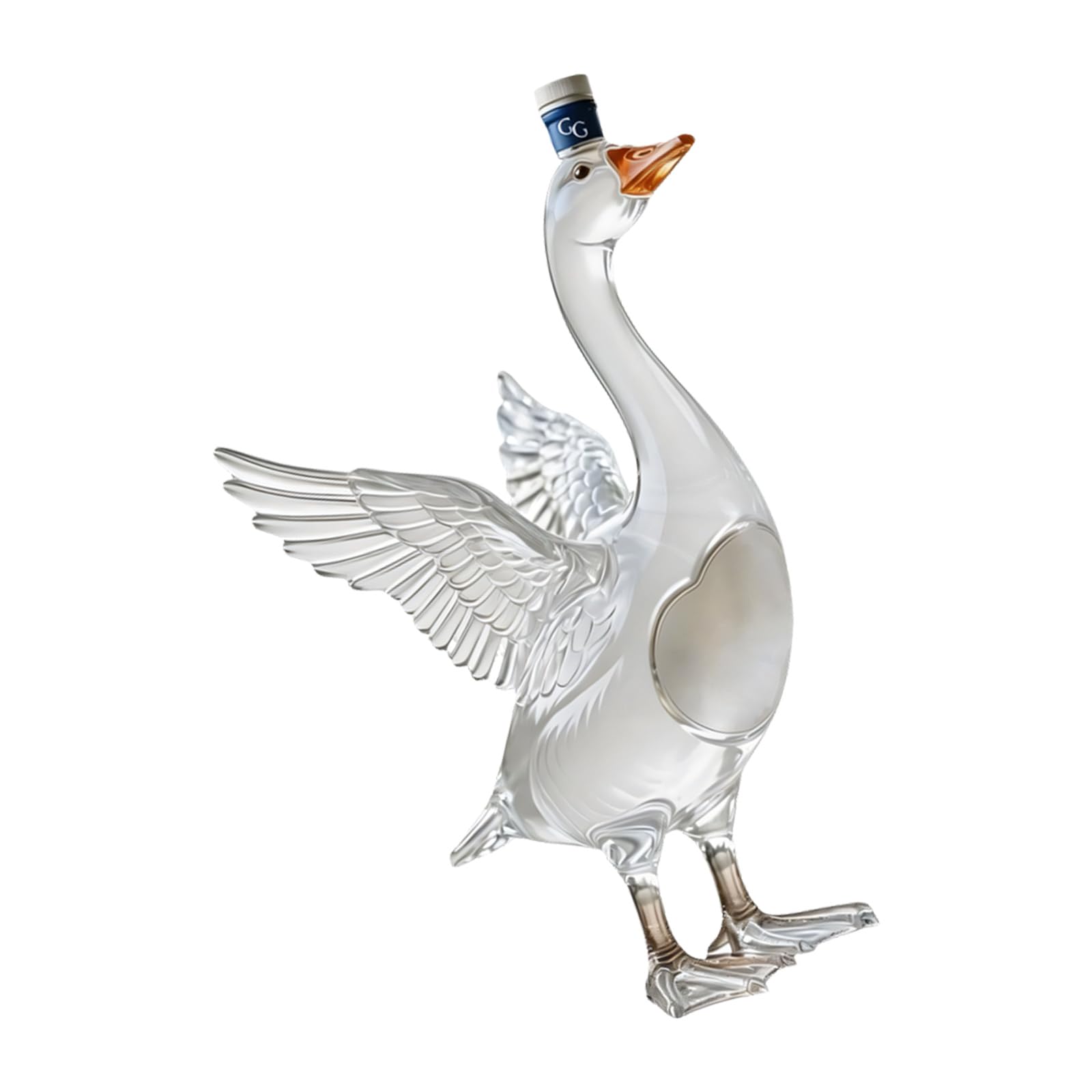 Mekalero Multicolor Bird Shaped Spirits Decanter Clear Glass Bottle With Spread Wing Design, Decorative Liquor Display For Home Counter, Dinner Party, Present Use Spirits Decanter Beverage Bottle Transparent Liquor Wing