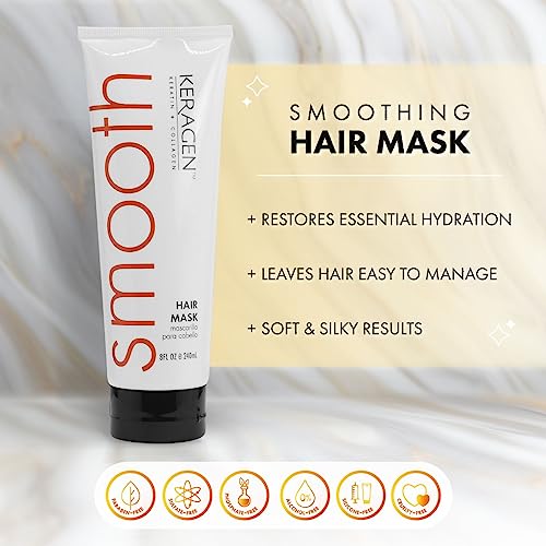 Keragen - Mask For Dry Damaged Hair, 8 Oz - Deep Moisturizing Conditioning Treatment, Repairs And Restore, Frizz-Free Infused With Keratin, Panthenol, Collagen, Jojoba Oil #TOP3