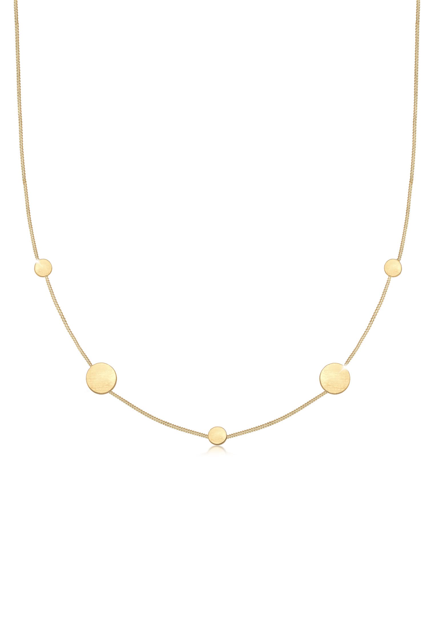 Elli Geo Curb Chain Necklace Circle Plate Matt 925 Silver, 45, Precious Metal,