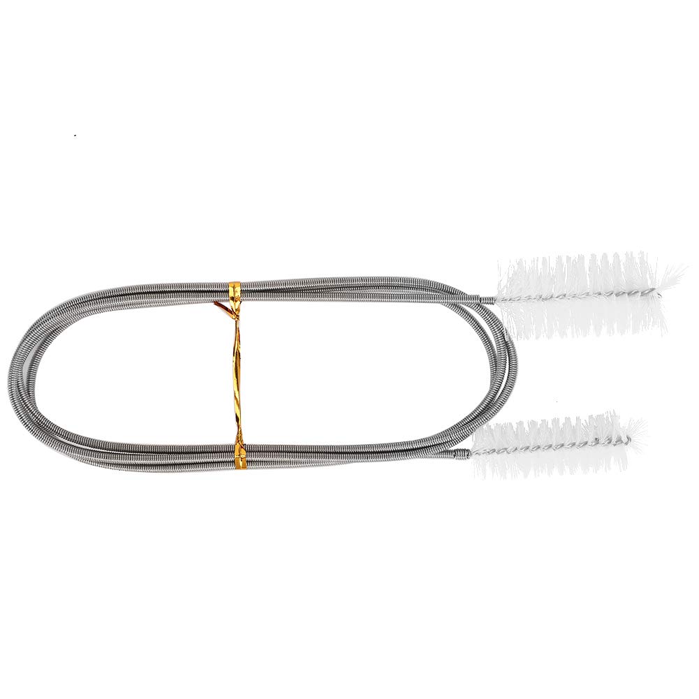 Flexible Hose Cleaning Brush Stainless Steel Filter Pump Spring Brush Double Ended Brush (White)