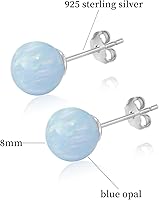 Vista 2 de Natural Stone Stud Earrings for Women 8mm Sterling Silver Genuine Gemstone Earrings Handmade Sterling Silver Crystal Stud Earrings for Women