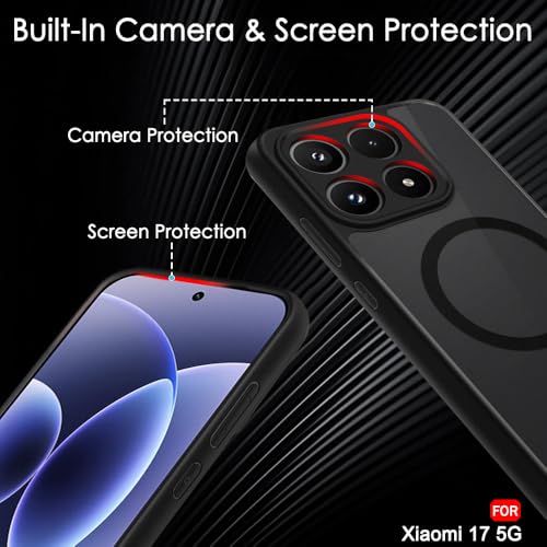Image of TheGiftKart Hybrid Shockproof Back Cover Case for Xiaomi 17 5G Compatible with MagSafe | Hard Back Cover Case for Xiaomi 17 5G (PC & TPU, Translucent Smoke Matte Back, Black Sides)