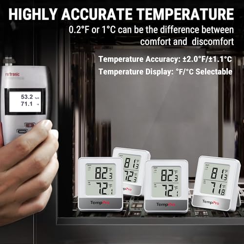 Image of TempPro Indoor Outdoor Thermometer Wireless 500FT, Outside Greenhouse Thermometer with Temperature Sensor, Temperature Monitor for Patio Reptile House Home Baby Room (Previously ThermoPro)
