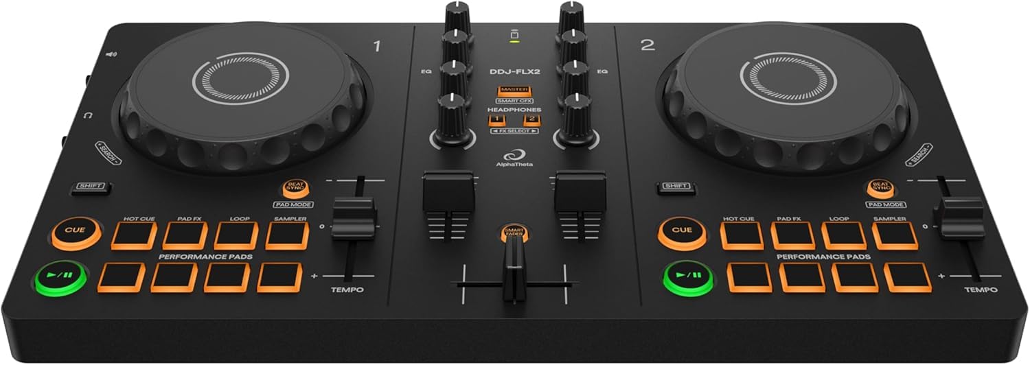 Pioneer DJ AlphaTheta DDJ-FLX2 and Headphone Pack