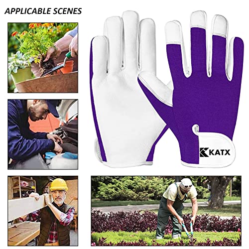 Katx Leather Gardening Gloves, Heavy Duty Thorn Proof Breathable Working Gloves for Men & Women with Strong Grip - Image 4