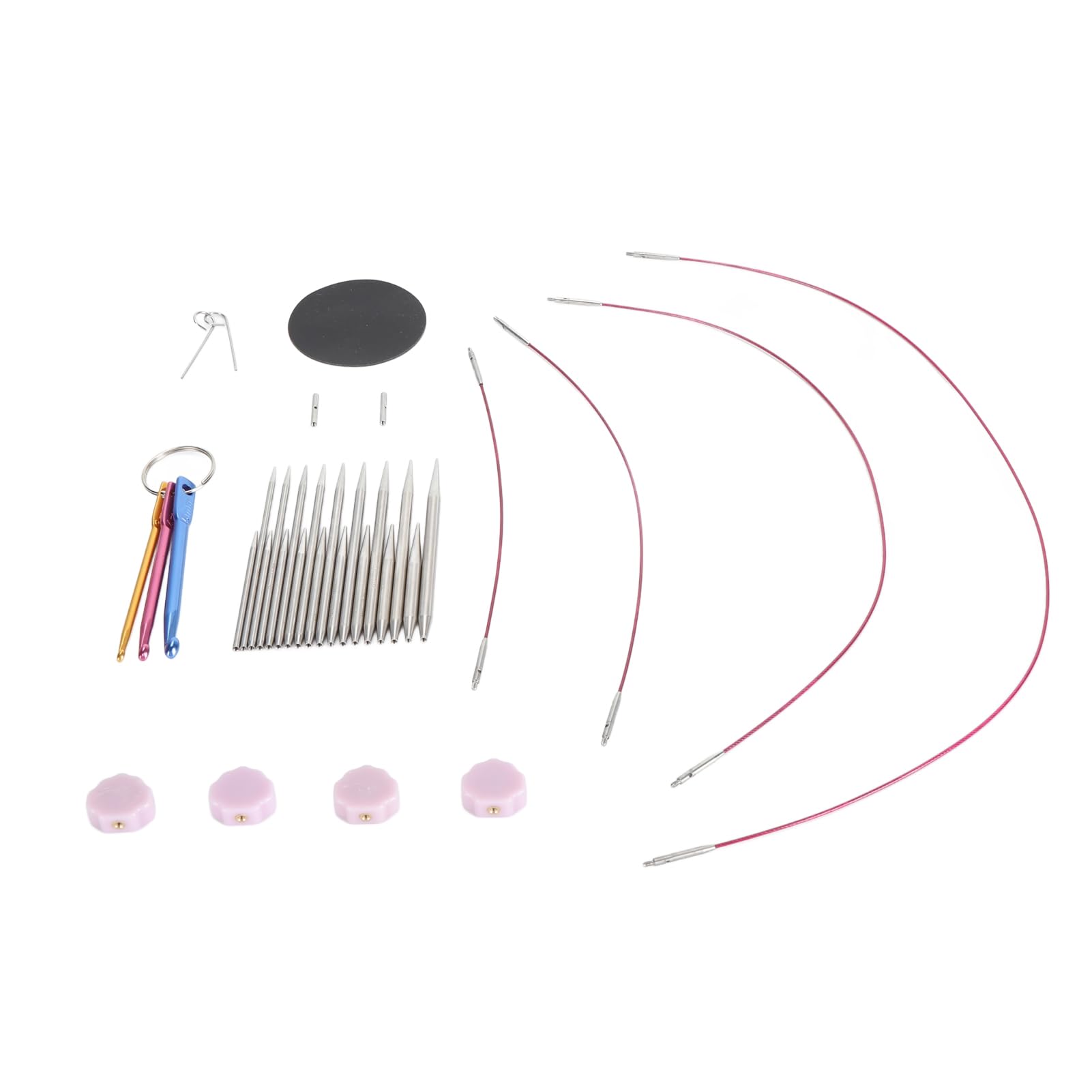 Juego de agujas de tejer circulares, agujas intercambiables de acero inoxidable para entusiastas de la artesanía