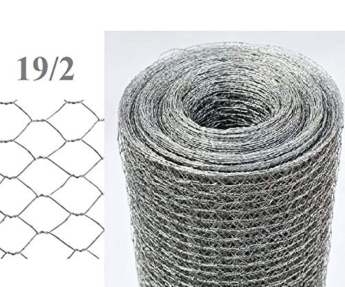 Italfrom 50mt-Rotolo Rete Metallica Zincata Tripla Torsione- Maglia:mm 19/2 -Diametro Filo:mm 0,7 (H200 cm)