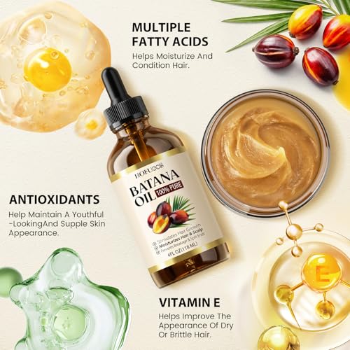 Image of Raw Batana Oil for Hair Growth Set - 100% Natural Organic from Honduras | Batana oil + Batana Oil Paste with Lash Wand & Brow Brush - Nourishes Damaged Hair, Edges, Eyebrows for Stronger Fuller Look