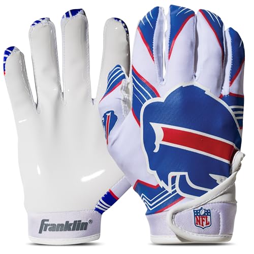Image of Franklin Sports Youth NFL Football Receiver Gloves - Kids Football Gloves Pair - NFL Team Logos and Silicone Palm