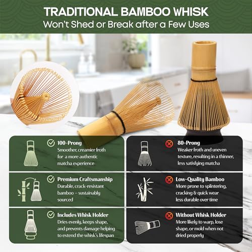 Matcha Whisk Set, 5 Pcs Matcha Set Kit Includes 15 OZ Ceramic Matcha Bowl, Bamboo Whisk, Holder, Sifter & Scoop, Tea Gift for Women Men Girl Friend, Christmas, Birthday, Halloween, Matcha Tea Ceremony by Morii Matcha - Image 5