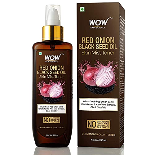Wow Skin Science Red Onion Skin Mist Toner with Red Onion Seed, Witch Hazel & Aloe Vera Extracts, Black Seed Oil - for All Skin Types - Np Parabens, Silicones, Mineral Oil & Sulphate, 200 ml