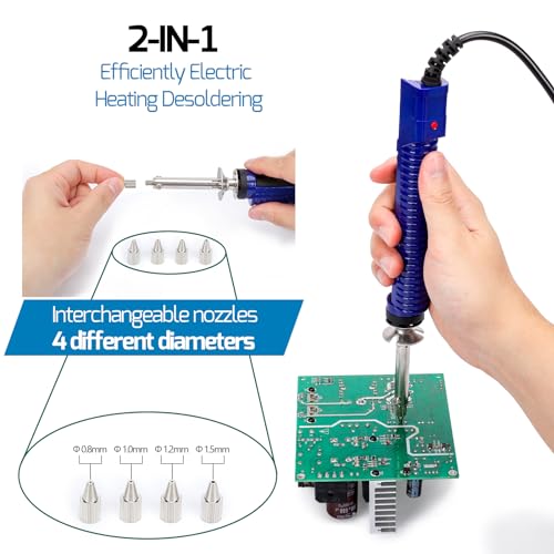 Wep 929D-V 2 In 1 Desoldering Iron Electric Solder Sucker With 5 Nozzles 0.8/1.0/1.2/1.5Mm Soldering Tool Kit With Built-In Desoldering Pump thumb #1