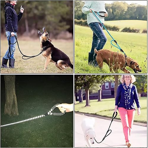 Image of 5FT Strong Dog Leash with Comfortable Padded Handle and Highly Reflective Threads Dog Leashes for Small Medium and Large Dogs (Double Handle - Red)