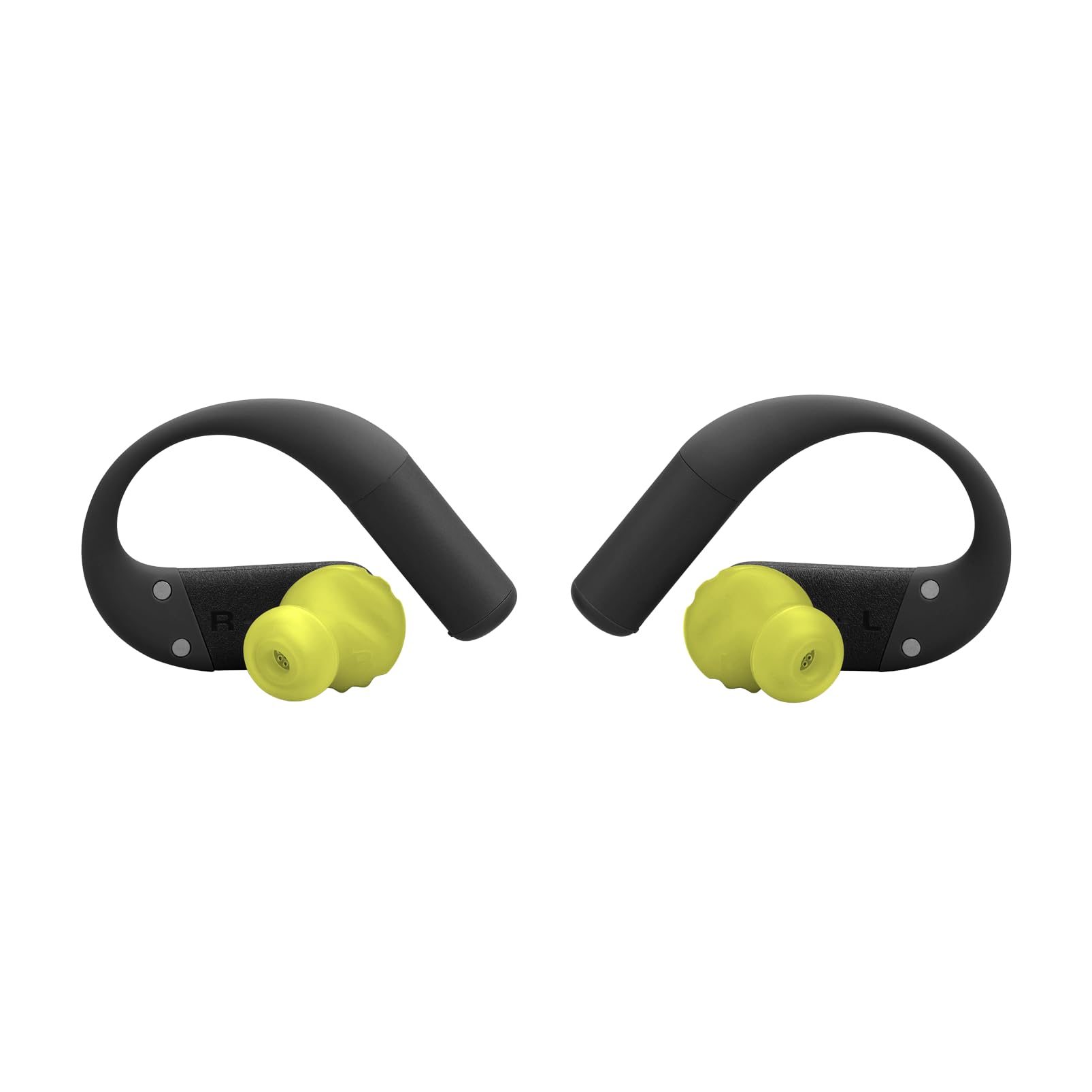 Écouteurs de sport sans fil JBLEndurance Peak4 à réduction de bruit intra-auriculaire BT, 48hrs d'autonomie, TwistLock Secure Fit, étanche à l’eau et à la poussière IP68,son JBL Pure Bass, noir/citron