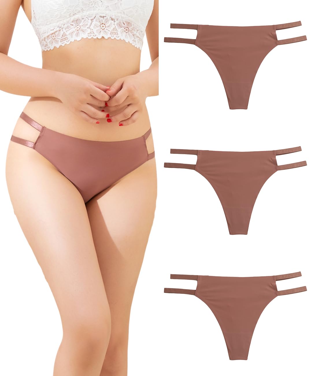 marysgiftWomen's G-Strings, Thongs & Tangas 3 Pack Seamless Underwear Set