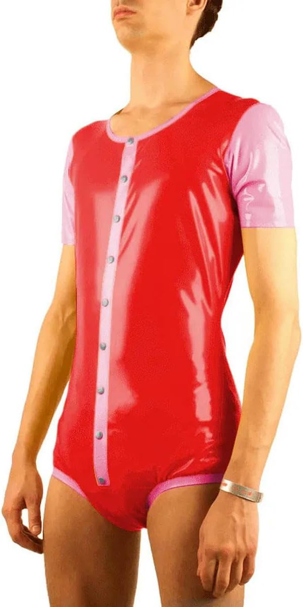 Man Costume PVC Leather Single Breasted Patchwork Bodysuits Slim Club Stage Wear customizable