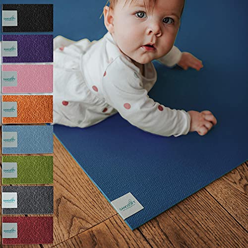 Sanosoft® Krabbelmatte - das Original. Made in Germany, Öko-Tex Anti-Rutsch Krabbelunterlage: größte Auswahl an Farben und Größen - 200cm x 240cm Blau Cover