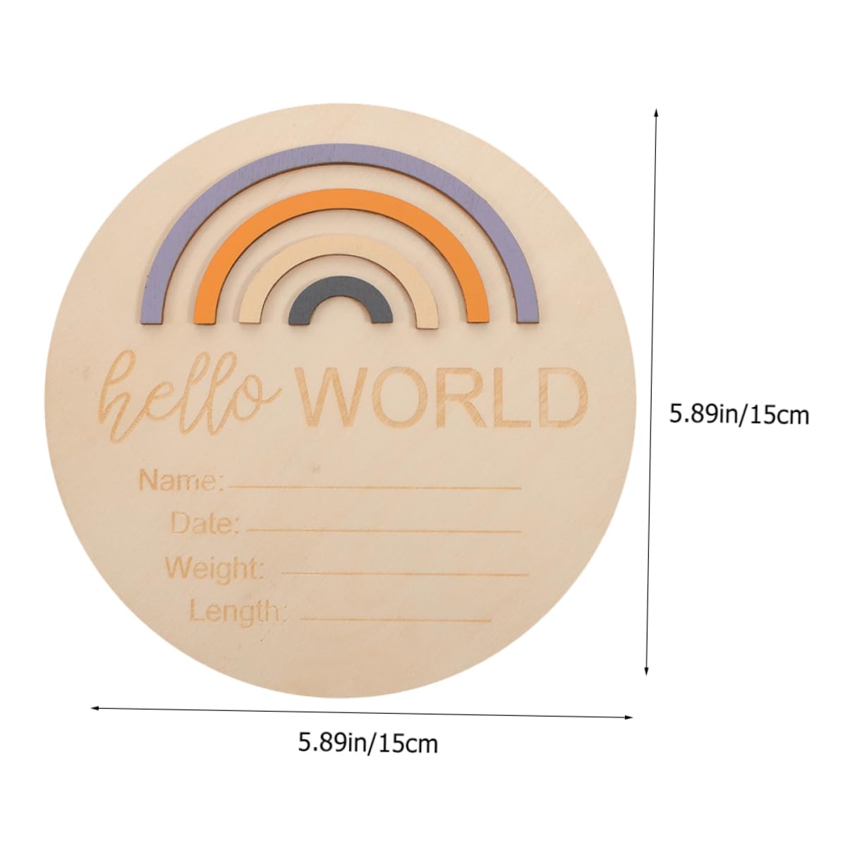 VICASKY 2 Pcs Name Sign Baby Month Cards Birth Announcement Board Rainbow Wooden Round Sign