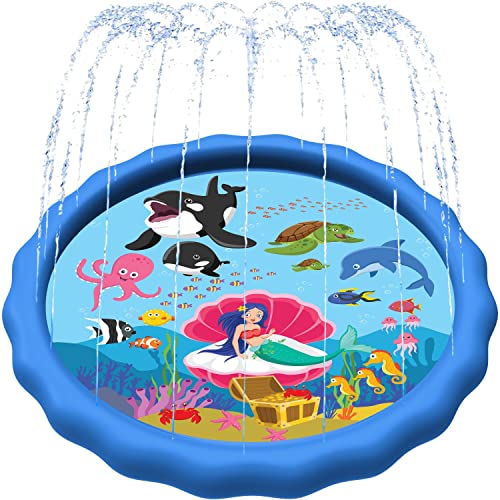 Image of SplashEZ 89’’ Extra Large Splash Pad for Kids & Dogs Great Outdoor Toys for Toddlers 1-3 & Kids Ages 4-8, Baby Pool for Backyard Sprinkler, Pool Plastic Dog Water Summer Toys