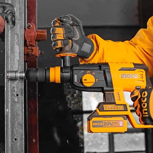 Image of INGCO 20V Cordless Brushless Hammer Drill, 26mm in Concrete, 2.5 J, 4IN1 Function, 5000 BPM, With 2Pcs 4.0Ah Battery And Charger, Packed by Carrying Case