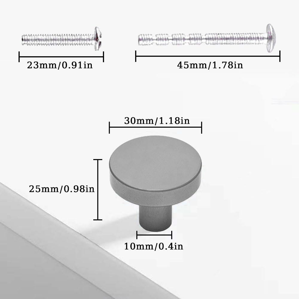 Ceramic Knobs Drawer Round Shape Pull Handle Cupboard Wardrobe Dresser Door Replacement Gray 4pcs - View #3