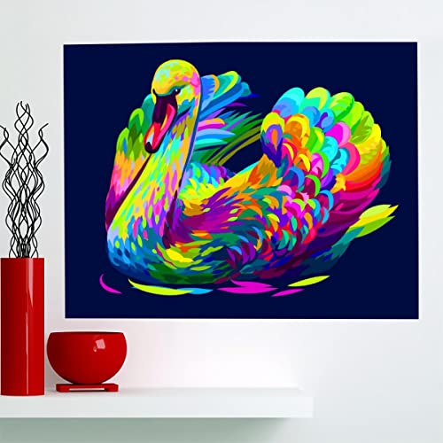 DEYMOTE Peinture par Numéros cygne coloré Peinture DIY de chiffres pour adultes Kit peinture DIY à l'huile pour enfants débutants 16x20inch/40*50cm Cover